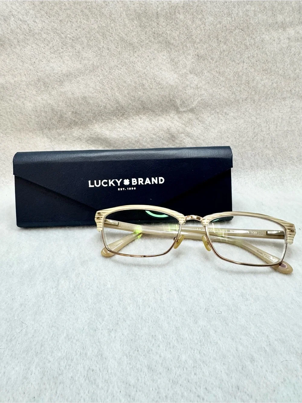 Lulu Guinness L771 BON Eyeglass Frames Cream/Brown Stripes Gold Accents